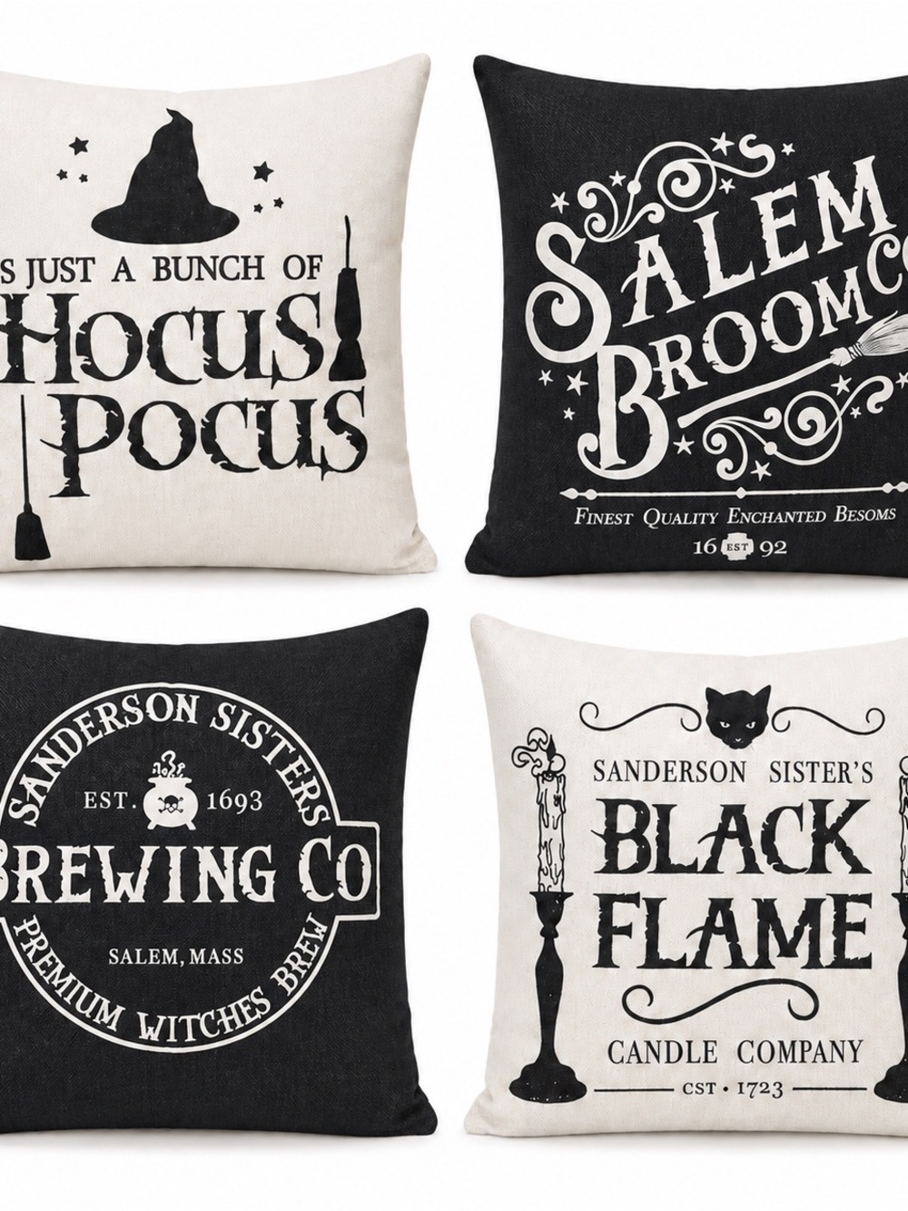 Fall/ Halloween Throw Pillow COVERS - Indoor/ Outdoor set of 4 -17 x 17